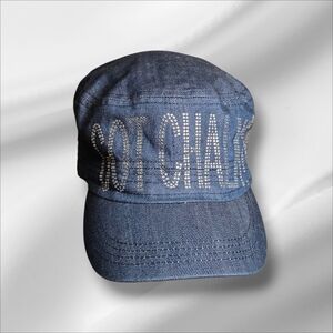 Denim Cap with Embroidered Text